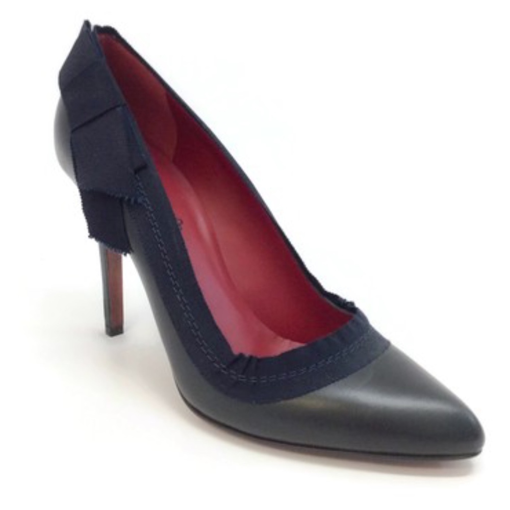 Lanvin Navy Blue Grosgrain Ribbon Pumps